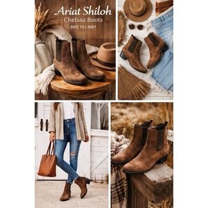 Ariat Shiloh Chelsea Boots Women's 10 Dark Ginger Suede Western NWT
